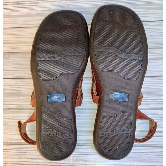 Soft Walk Salina Brown Leather Woven Adjustable Sling Back Flat Sandals S:8WW - Picture 11 of 13